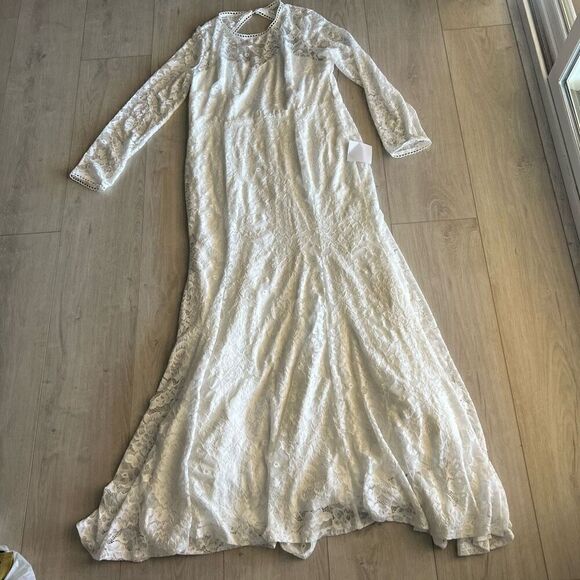LULU'S White Lace Long Sleeve Mermaid Maxi Dress size 3X - Picture 1 of 6